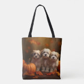Havanese Puppy Herfst Delight Pompoen Tote Bag (Achterkant)