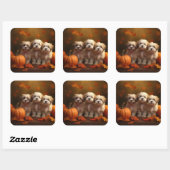 Havanese Puppy Herfst Delight Pompoen Vierkante Sticker (Vel)