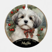 Havanese Puppy's Eerste Kerstmis Ornament (Voorkant)