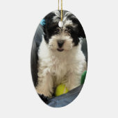 Havanese redding Puppy Black White Keramisch Ornament (Rechts)