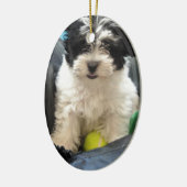 Havanese redding Puppy Black White Keramisch Ornament (Links)