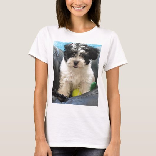 Havanese redding Puppy Black White T-shirt (Voorkant)