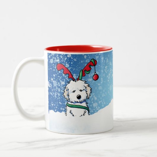 Havanese rendierkerstMok Tweekleurige Koffiemok (Links)