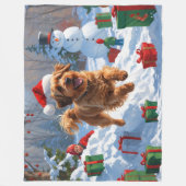 Havanese rent in de sneeuw met kerstmuts fleece deken (Voorkant)
