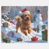 Havanese rent in de sneeuw met kerstmuts fleece deken (Voorkant (Horizontaal))