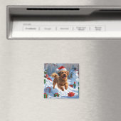 Havanese rent in de sneeuw met kerstmuts magneet (Insitu (Vaatwasser))