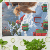 Havanese rent in de sneeuw met kerstmuts theedoek (Gevouwen)