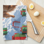 Havanese rent in de sneeuw met kerstmuts theedoek (Quarter Fold)