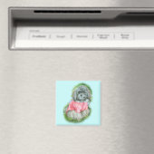 Havanese Roze Jas Kunst Portret Magneet (Insitu (Vaatwasser))