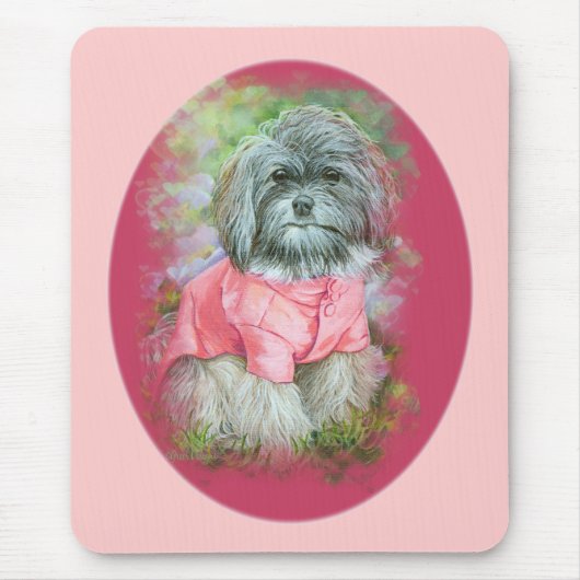 Havanese roze kunstschildpad muismat (Voorkant)
