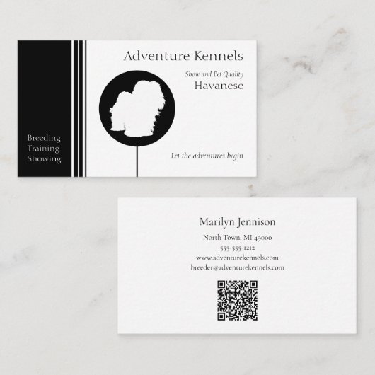 Havanese Silhouette Modern Black White Visitekaartje (Voorkant / Achterkant)