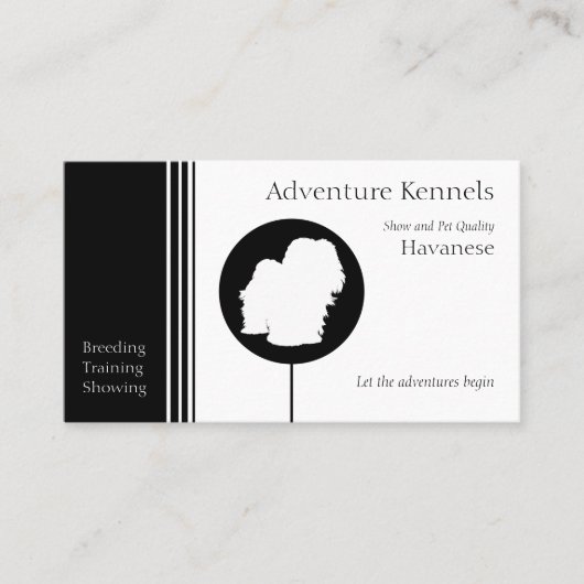 Havanese Silhouette Modern Black White Visitekaartje (Voorkant)