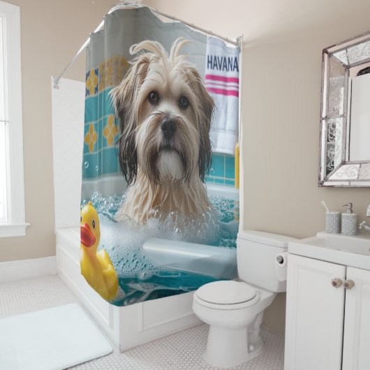 Havanese Slordig Slaperig Schattig Grappig Douchegordijn (In situ)
