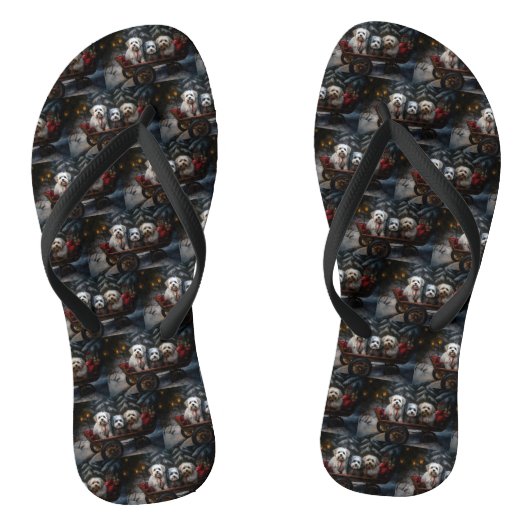 Havanese Sneeuw slee Christmas decoratie Teenslippers (Voetbed)