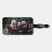 Havanese Sneeuwrijke slee Kerstmis decoratie  Bagagelabel (Achterkant horizontaal)