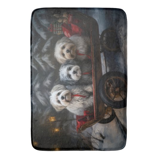 Havanese Sneeuwslee Kerst Decor Badmat (Voorkant Verticaal)