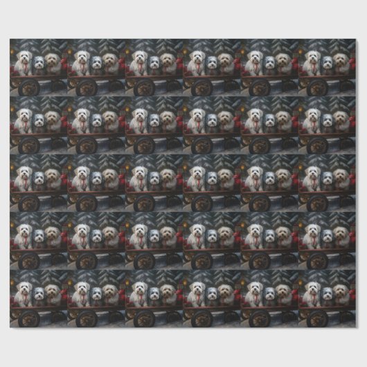 Havanese Sneeuwslee Kerst Decor Cadeaupapier (Vlak)