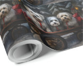 Havanese Sneeuwslee Kerst Decor Cadeaupapier (Rol Hoek)