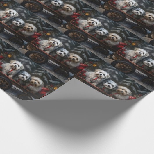 Havanese Sneeuwslee Kerst Decor Cadeaupapier (Hoek)
