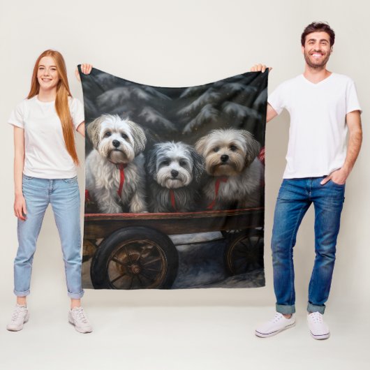 Havanese Sneeuwslee Kerst Decor Fleece Deken (In situ)