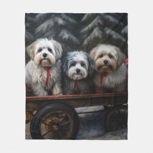 Havanese Sneeuwslee Kerst Decor Fleece Deken (Voorkant)