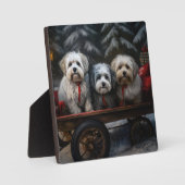 Havanese Sneeuwslee Kerst Decor Fotoplaat (Voorkant)