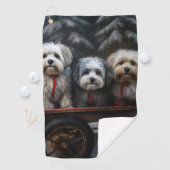 Havanese Sneeuwslee Kerst Decor Golfhanddoek (Insitu)