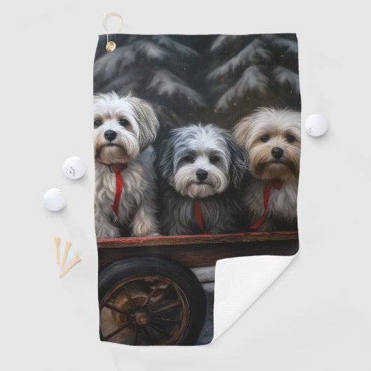 Havanese Sneeuwslee Kerst Decor Golfhanddoek (Insitu)