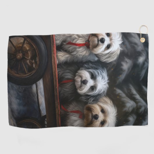 Havanese Sneeuwslee Kerst Decor Golfhanddoek (Horizontaal)