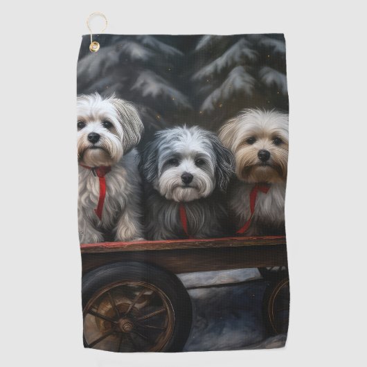 Havanese Sneeuwslee Kerst Decor Golfhanddoek (Voorkant)