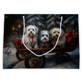Havanese Sneeuwslee Kerst Decor Groot Cadeauzakje (Voorkant)