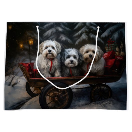 Havanese Sneeuwslee Kerst Decor Groot Cadeauzakje (Voorkant)