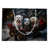 Havanese Sneeuwslee Kerst Decor Groot Cadeauzakje (Achterkant)