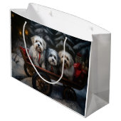 Havanese Sneeuwslee Kerst Decor Groot Cadeauzakje (Achterkant Gekanteld)