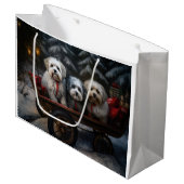 Havanese Sneeuwslee Kerst Decor Groot Cadeauzakje (Voorkant Gekanteld)