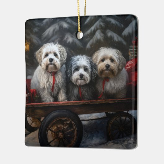 Havanese Sneeuwslee Kerst Decor Keramisch Ornament (Links)