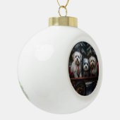 Havanese Sneeuwslee Kerst Decor Keramische Bal Ornament (Links)
