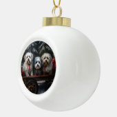 Havanese Sneeuwslee Kerst Decor Keramische Bal Ornament (Rechts)