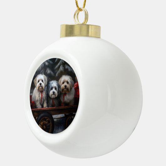 Havanese Sneeuwslee Kerst Decor Keramische Bal Ornament (Rechts)