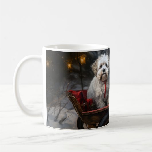 Havanese Sneeuwslee Kerst Decor Koffiemok (Links)