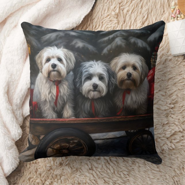 Havanese Sneeuwslee Kerst Decor Kussen (Deken)