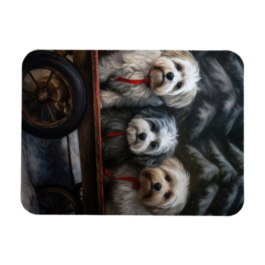 Havanese Sneeuwslee Kerst Decor Magneet (Horizontaal)
