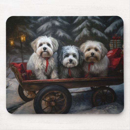 Havanese Sneeuwslee Kerst Decor Muismat (Voorkant)