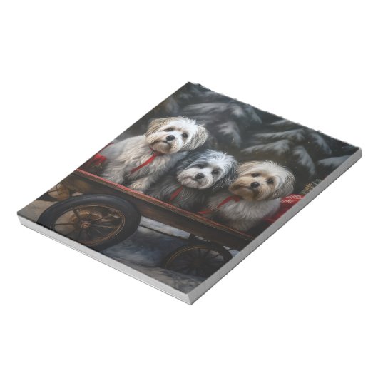 Havanese Sneeuwslee Kerst Decor Notitieblok (Linkerzijde)