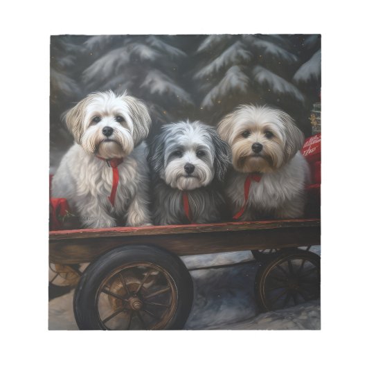 Havanese Sneeuwslee Kerst Decor Notitieblok (Voorkant)