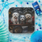 Havanese Sneeuwslee Kerst Decor Papieren Bordje (Feest)