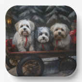 Havanese Sneeuwslee Kerst Decor Papieren Bordje (Voorkant)