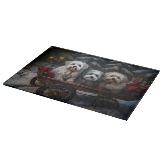 Havanese Sneeuwslee Kerst Decor Snijplank (Hoek)