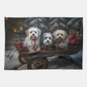 Havanese Sneeuwslee Kerst Decor Theedoek (Horizontaal)