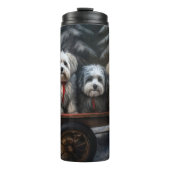 Havanese Sneeuwslee Kerst Decor Thermosbeker (Voorkant)